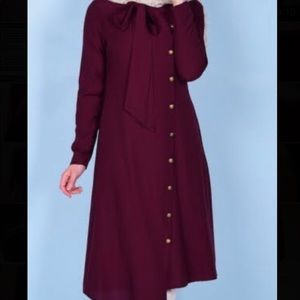 Long Buttoned Turkish Tunic with Tie Up Bow